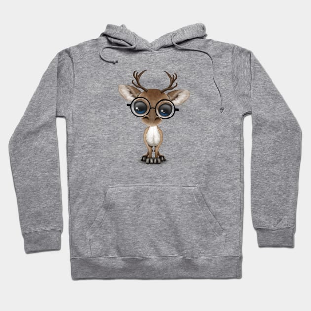 Cute Curious Nerdy Reindeer Wearing Glasses Hoodie by jeffbartels